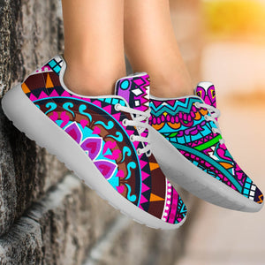 Purple Teal Circle Mandala Print Sport Shoes GearFrost