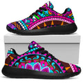 Purple Teal Circle Mandala Print Walking Shoes