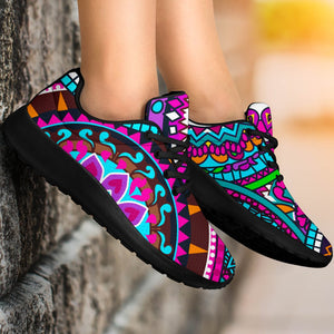 Purple Teal Circle Mandala Print Sport Shoes GearFrost