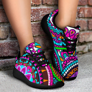 Purple Teal Circle Mandala Print Sport Shoes GearFrost