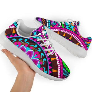 Purple Teal Circle Mandala Print Sport Shoes GearFrost