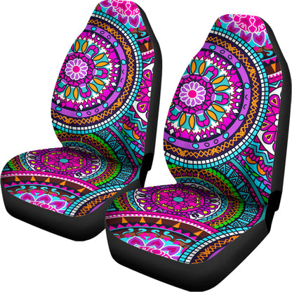 Purple Teal Circle Mandala Print Universal Fit Car Seat Covers