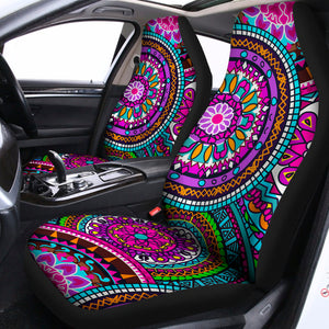 Purple Teal Circle Mandala Print Universal Fit Car Seat Covers