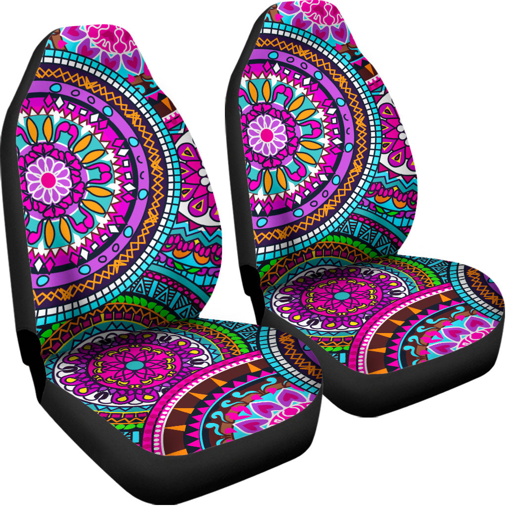 Purple Teal Circle Mandala Print Universal Fit Car Seat Covers