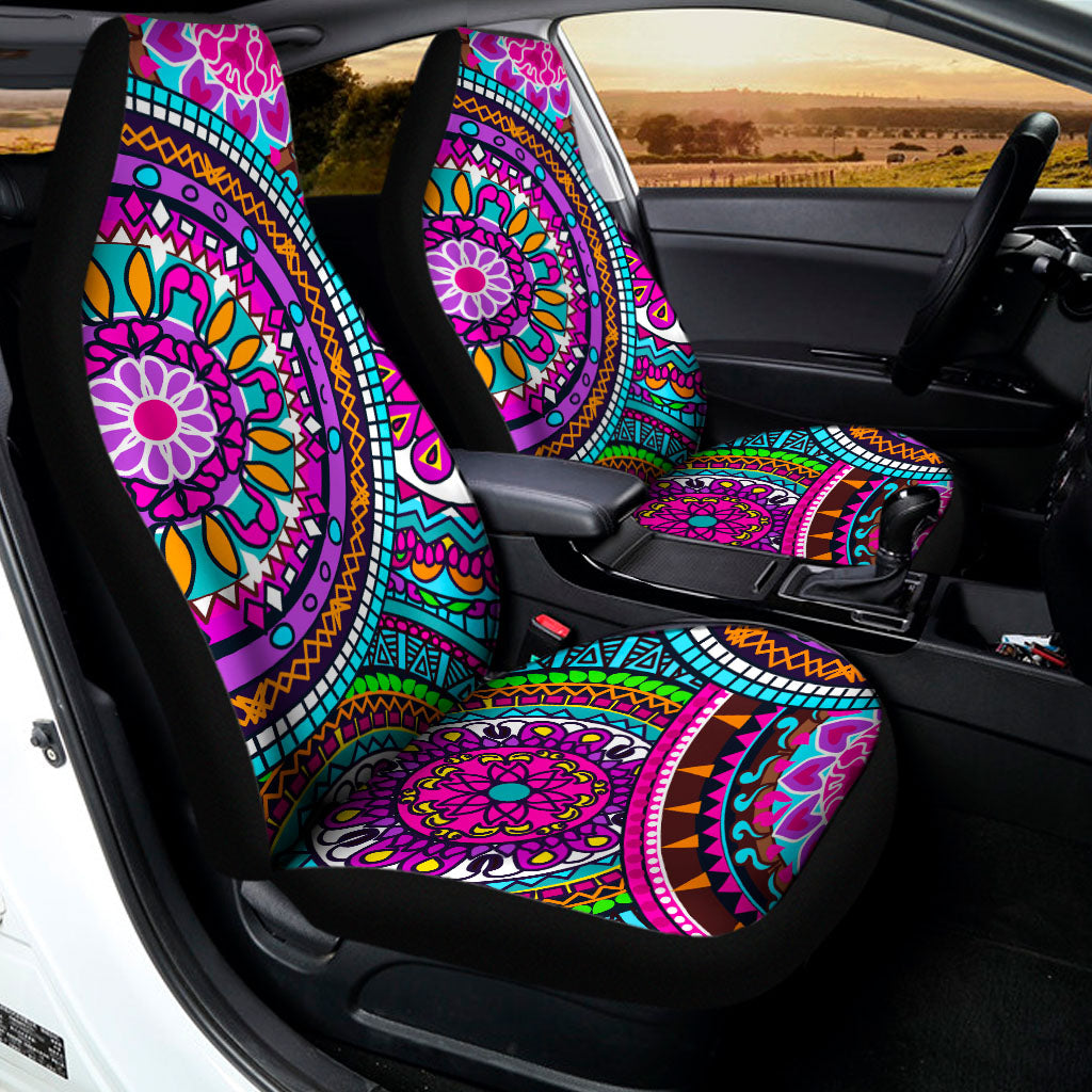 Purple Teal Circle Mandala Print Universal Fit Car Seat Covers