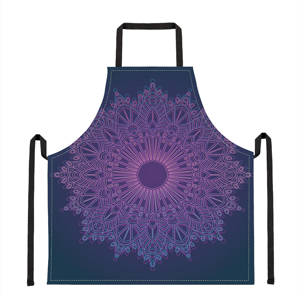 Purple Trippy Mandala Print Apron