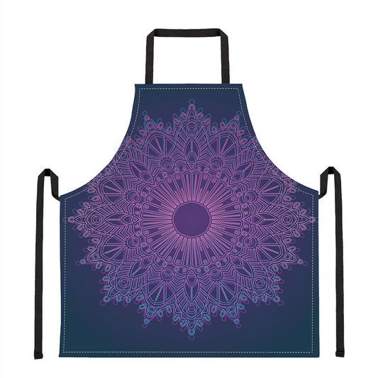 Purple Trippy Mandala Print Apron