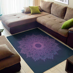 Purple Trippy Mandala Print Area Rug