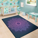 Purple Trippy Mandala Print Area Rug