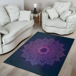 Purple Trippy Mandala Print Area Rug
