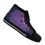 Purple Trippy Mandala Print Black High Top Shoes