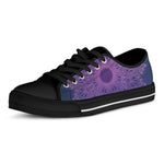 Purple Trippy Mandala Print Black Low Top Shoes 