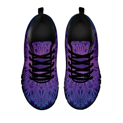 Purple Trippy Mandala Print Black Sneakers