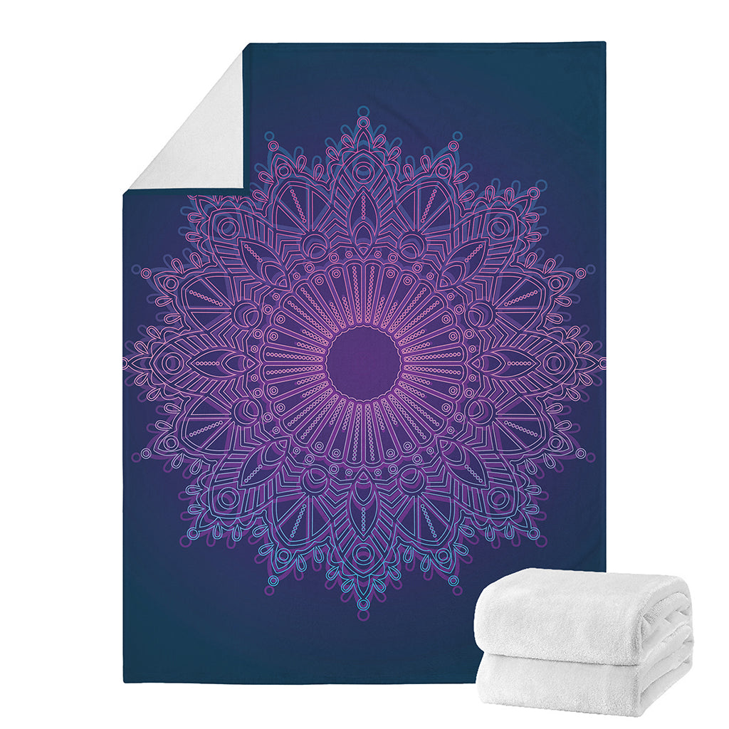 Purple Trippy Mandala Print Blanket