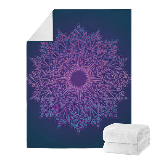 Purple Trippy Mandala Print Blanket