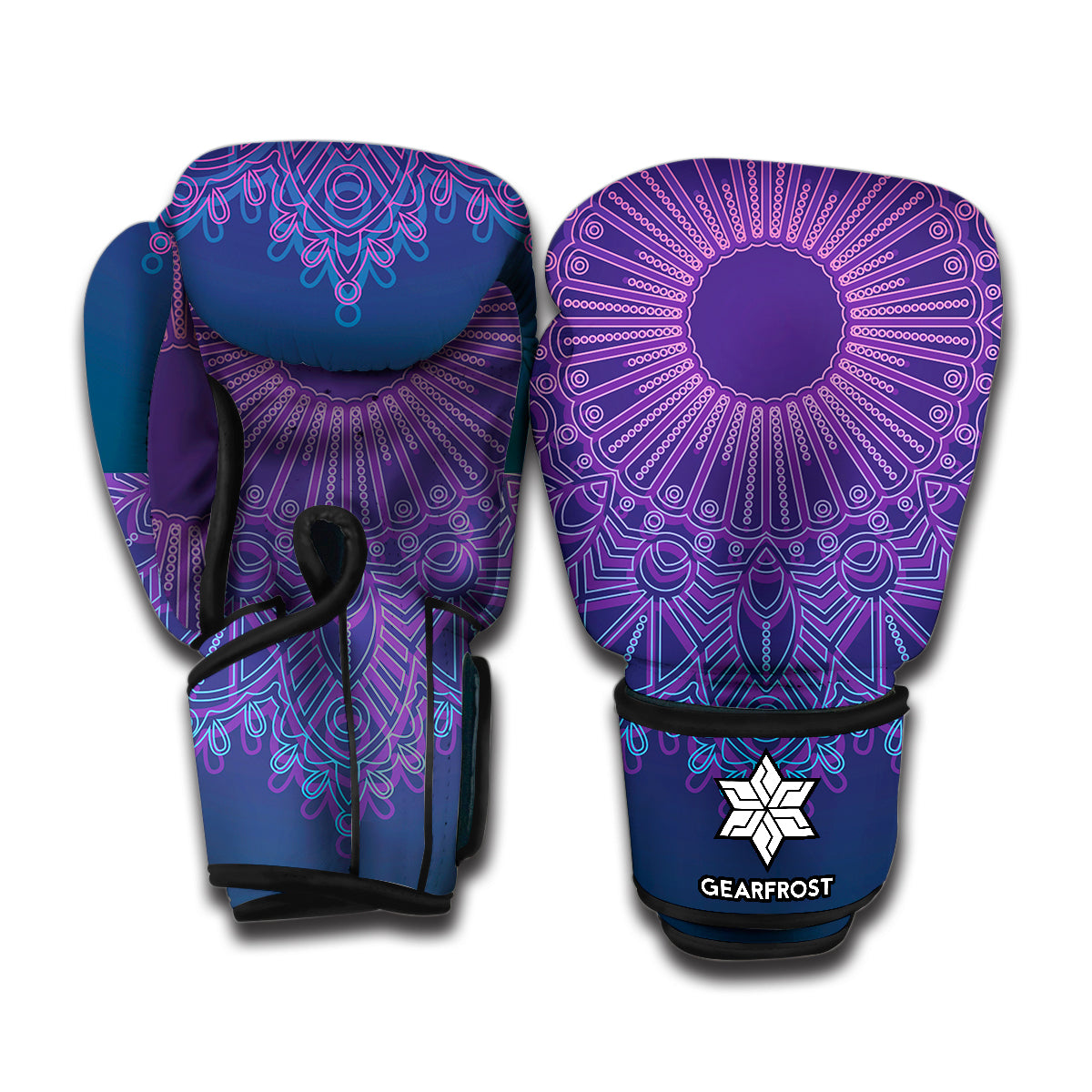 Purple Trippy Mandala Print Boxing Gloves