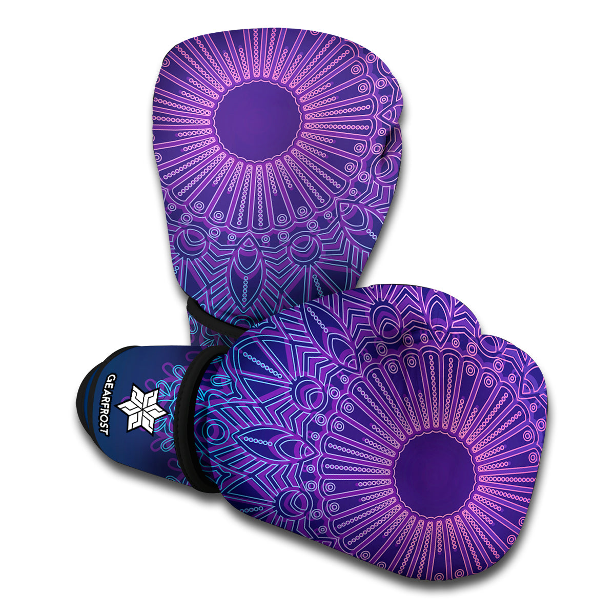 Purple Trippy Mandala Print Boxing Gloves