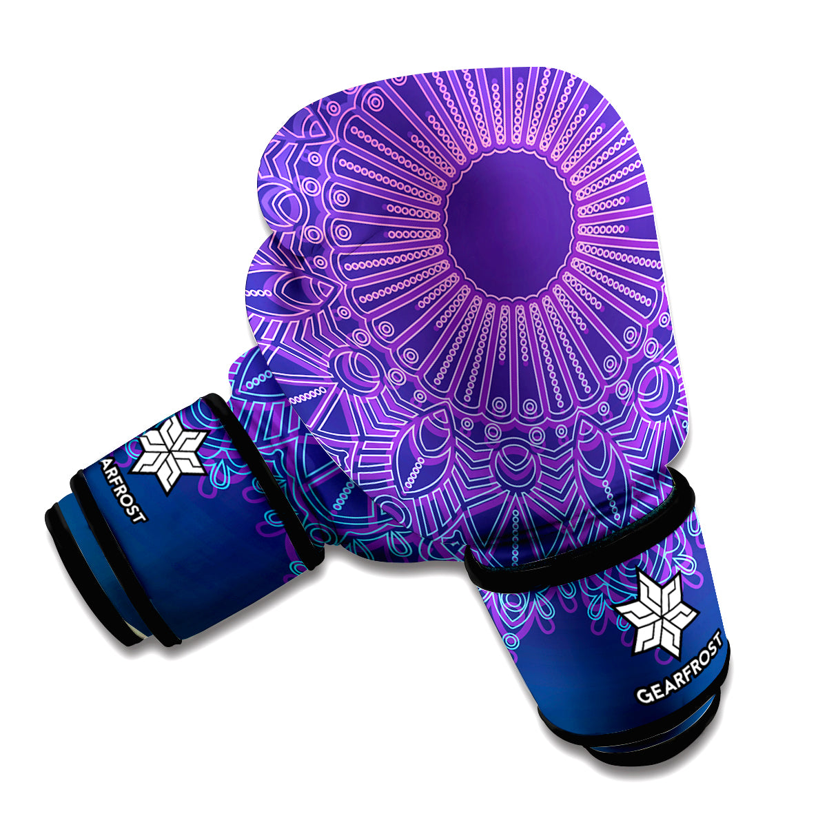 Purple Trippy Mandala Print Boxing Gloves