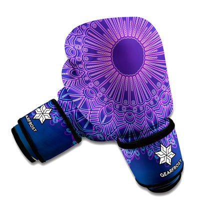 Purple Trippy Mandala Print Boxing Gloves