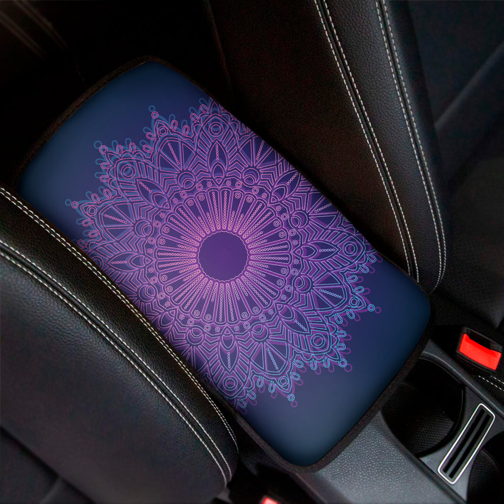 Purple Trippy Mandala Print Car Center Console Cover