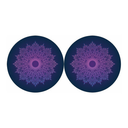 Purple Trippy Mandala Print Car Coasters