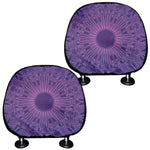 Purple Trippy Mandala Print Car Headrest Covers
