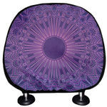 Purple Trippy Mandala Print Car Headrest Covers