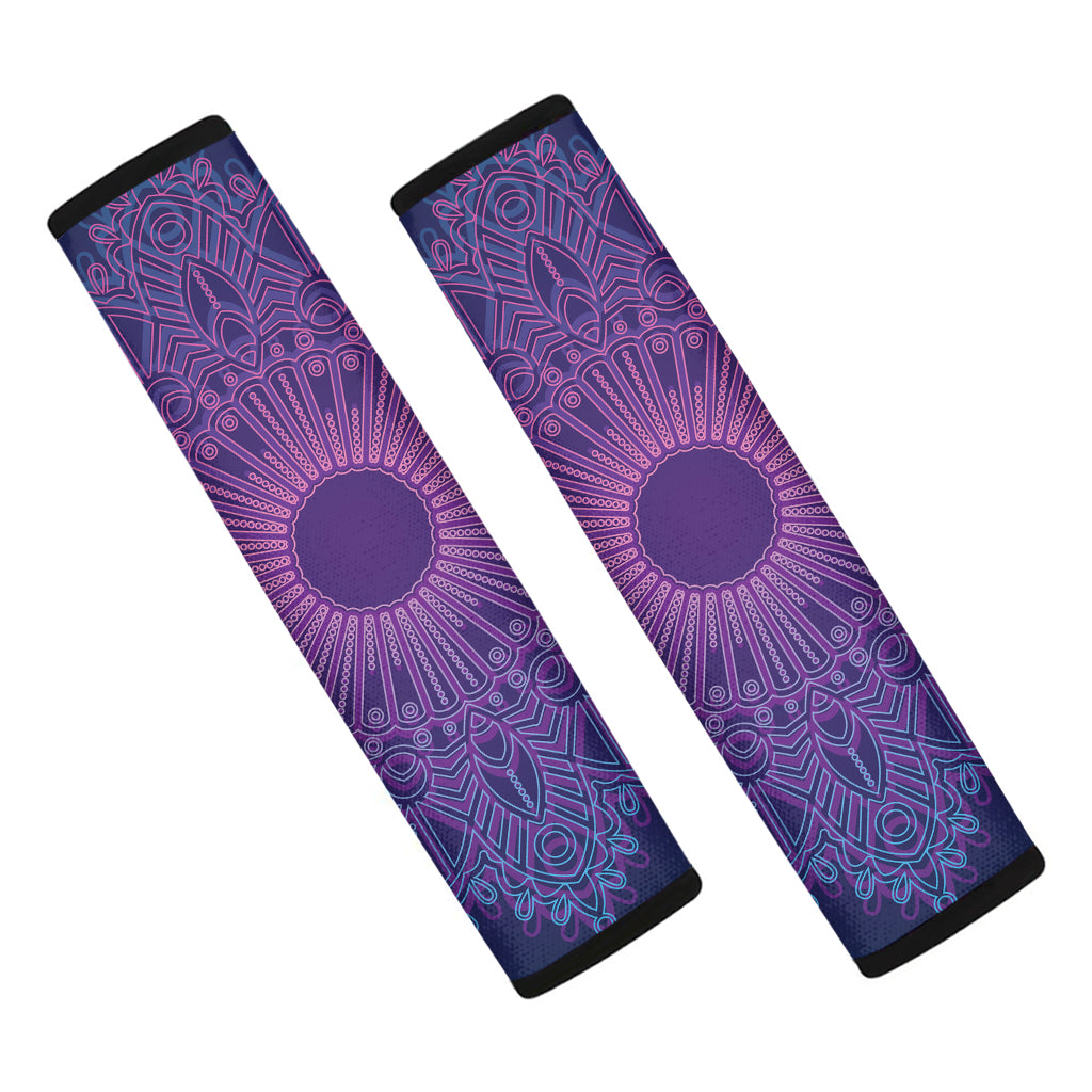 Purple Trippy Mandala Print Car Seat Belt Covers