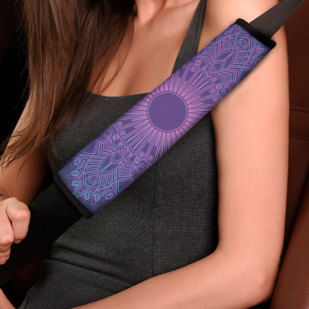 Purple Trippy Mandala Print Car Seat Belt Covers