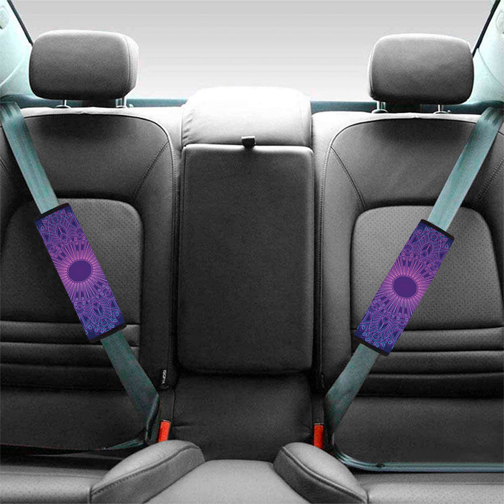 Purple Trippy Mandala Print Car Seat Belt Covers