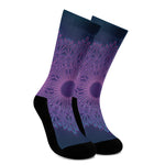 Purple Trippy Mandala Print Crew Socks