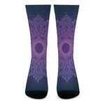 Purple Trippy Mandala Print Crew Socks