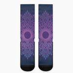 Purple Trippy Mandala Print Crew Socks
