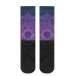 Purple Trippy Mandala Print Crew Socks