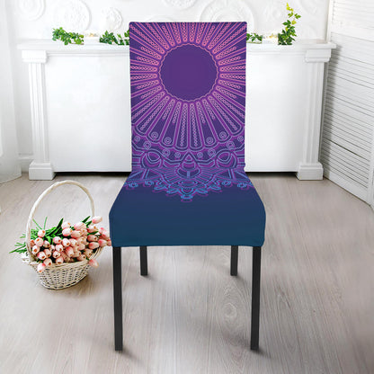 Purple Trippy Mandala Print Dining Chair Slipcover
