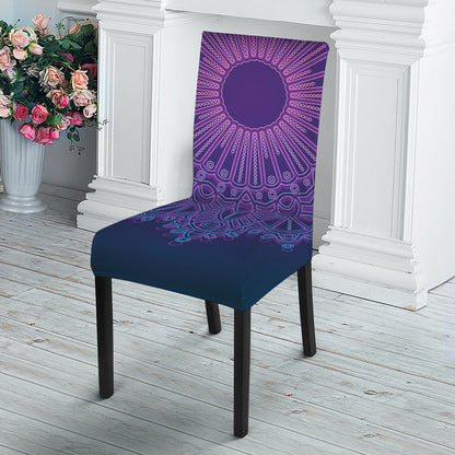 Purple Trippy Mandala Print Dining Chair Slipcover