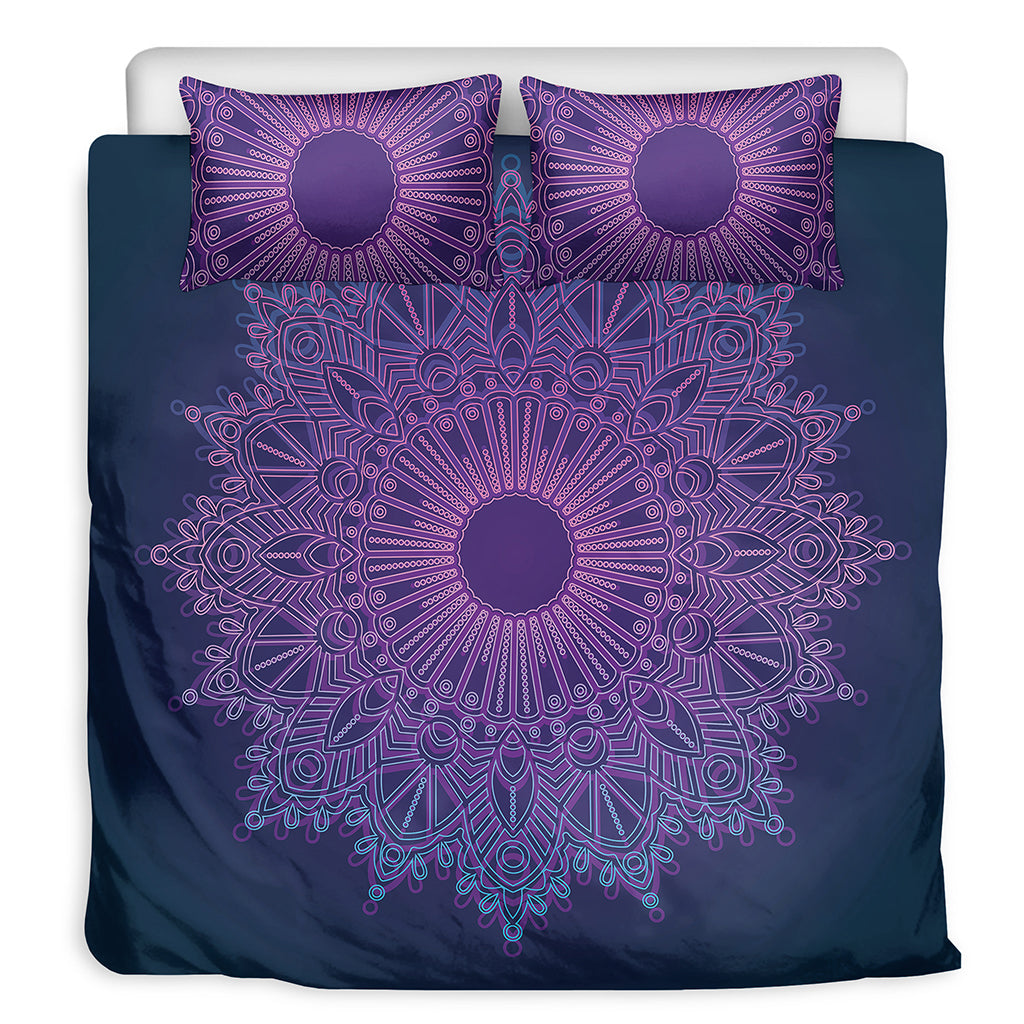 Purple Trippy Mandala Print Duvet Cover Bedding Set