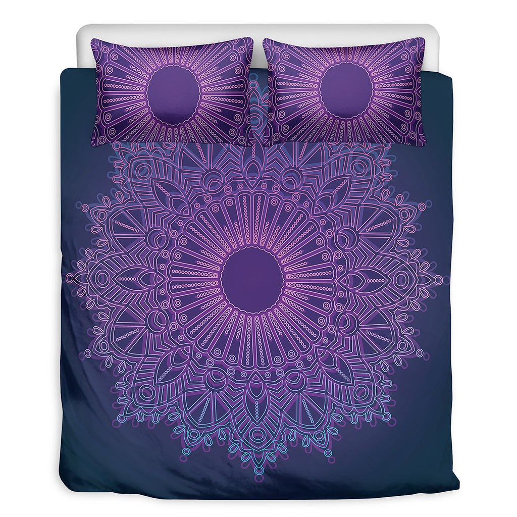 Purple Trippy Mandala Print Duvet Cover Bedding Set