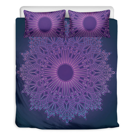 Purple Trippy Mandala Print Duvet Cover Bedding Set