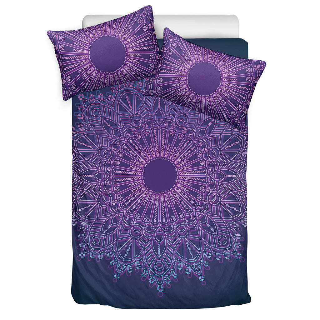 Purple Trippy Mandala Print Duvet Cover Bedding Set