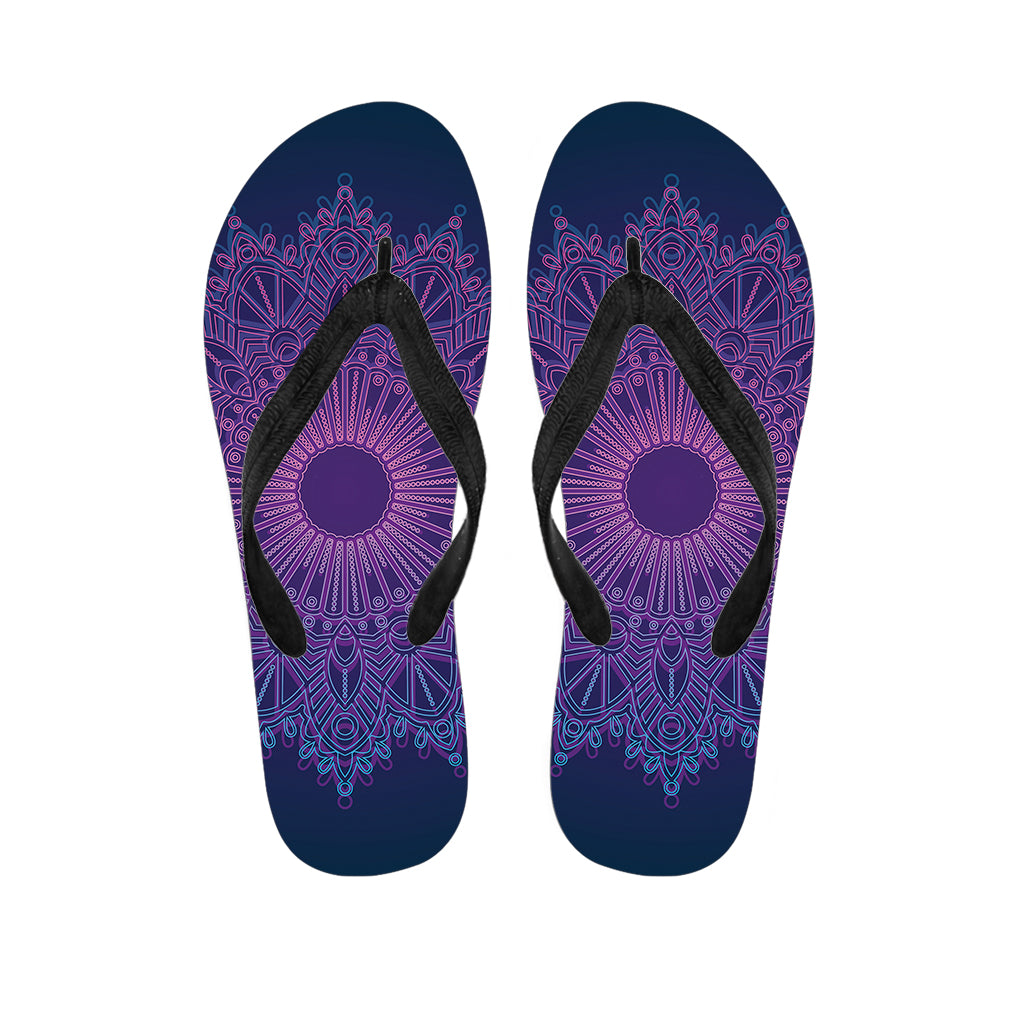 Purple Trippy Mandala Print Flip Flops