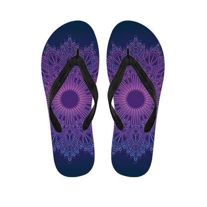 Purple Trippy Mandala Print Flip Flops
