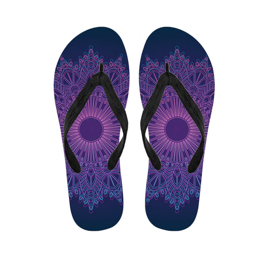 Purple Trippy Mandala Print Flip Flops