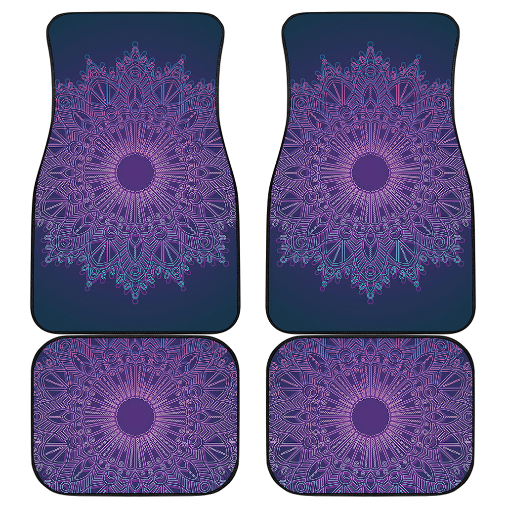 Purple Trippy Mandala Print Front and Back Car Floor Mats