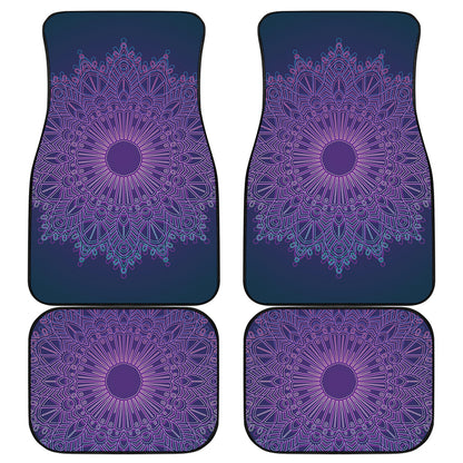 Purple Trippy Mandala Print Front and Back Car Floor Mats