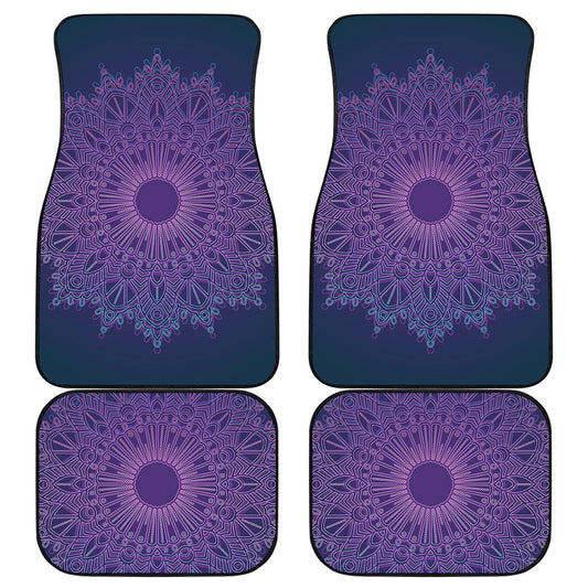 Purple Trippy Mandala Print Front and Back Car Floor Mats