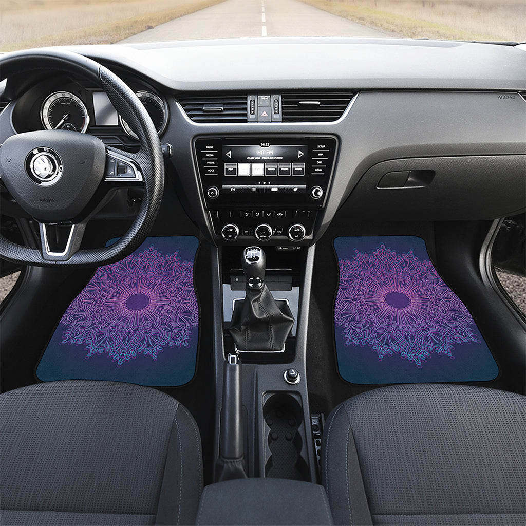 Purple Trippy Mandala Print Front and Back Car Floor Mats