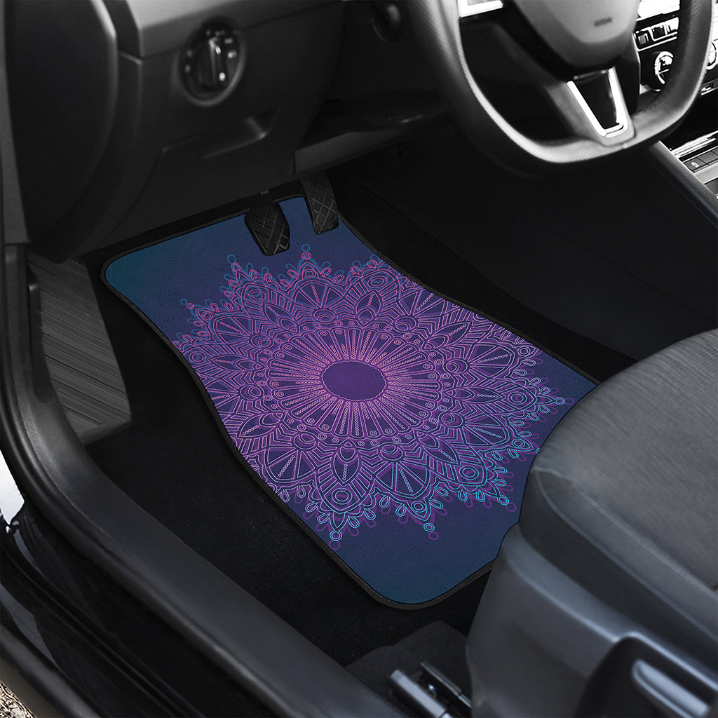 Purple Trippy Mandala Print Front and Back Car Floor Mats