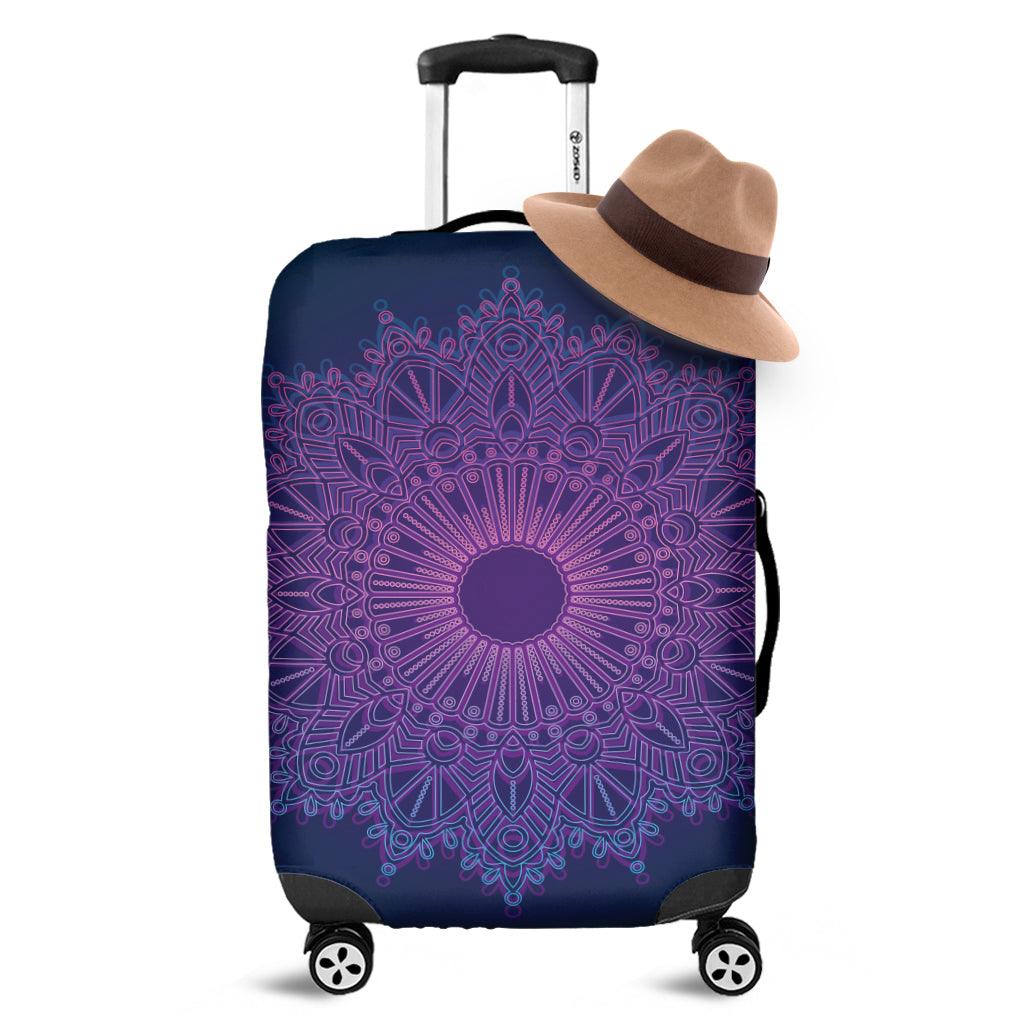 Purple Trippy Mandala Print Luggage Cover