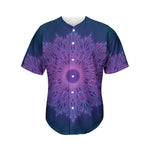 Purple Trippy Mandala Print Men's Baseball Jersey